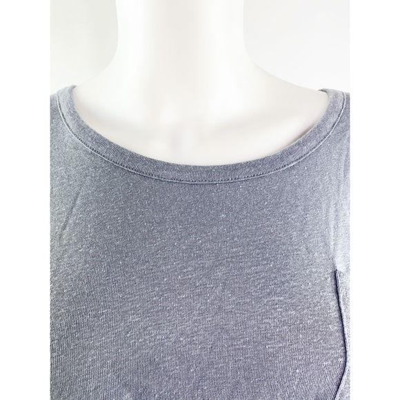 Chaser Gray Linen Top Deep Scoop Back Shirt Size M - Picture 3 of 7